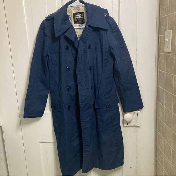 Women’s Fleet Street navy water repellent navy rain trench coat size 12 - Picture 3 of 5
